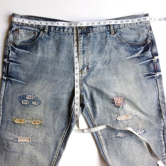 Maxi Milian Blue Distressed Faded Straight Leg Jeans Size 46 - Picture 5 of 10